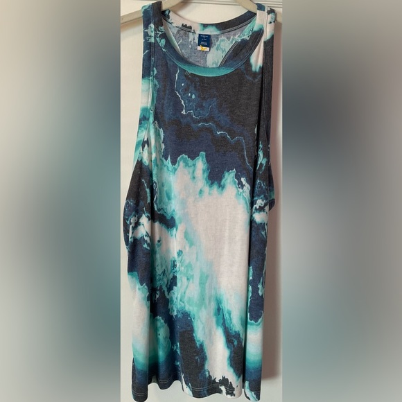 Tops - Abstract Blue and Teal Patterned Top